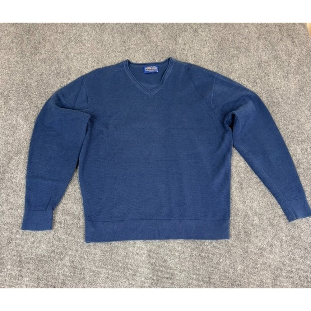 Pendleton Mens Navy Blue  V-Neck Knit Pullover Cotton/Nylon/Spandex Size‎ M
